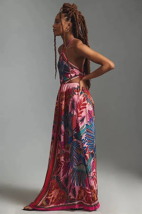 Farm Rio macaw scarf maxi dress small - Image 2