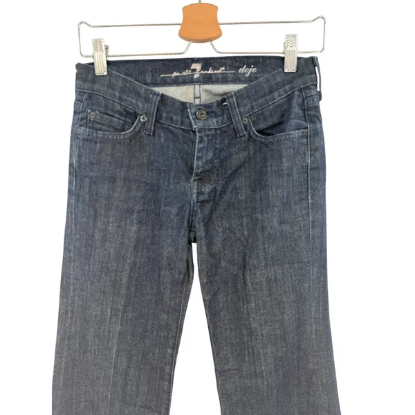 7 For All Mankind‎ Dojo Bootcut Flare Jeans Patent Lattice Pockets 26 Dark Wash - Image 2