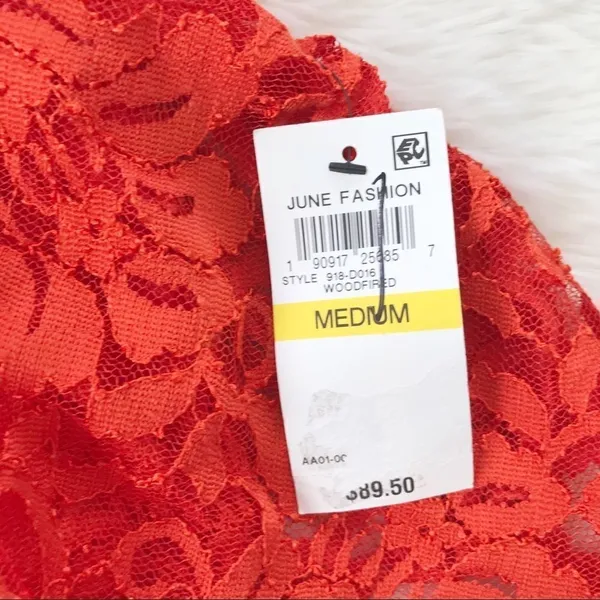 THALIA SODI Strapless Lace Cocktail Dress Medium Orange Midi Cocktail‎ Party New - Image 7