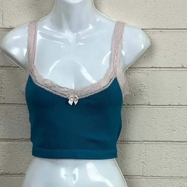 Urban Outfitters Out From Under Lana lace-trim cami in dark teal size M/L - Image 4