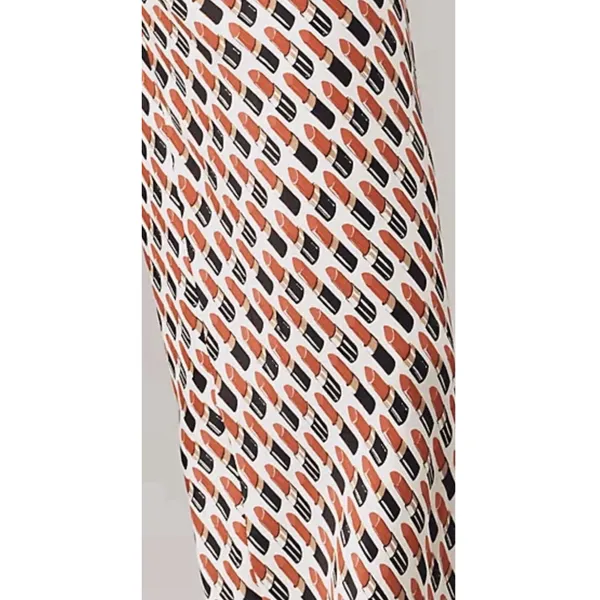Anthropologie The Tilda Printed RED lipstick TUBES WIDE LEG PANTS Size Medium - Image 3