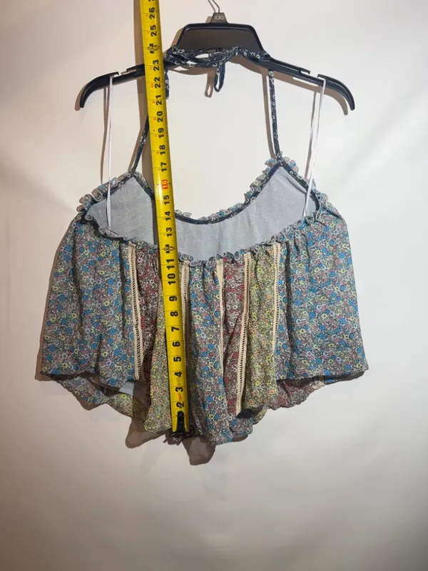 NWT Free People Costa Printed Halter Ruffle Ladder Lace Tank Top XS - Image 5