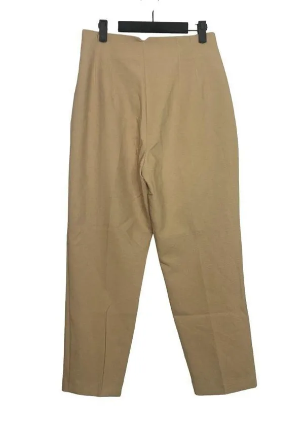 Zara High Rise Tapered Trousers Pleated Slash Pockets L Cream #1942 - Image 10