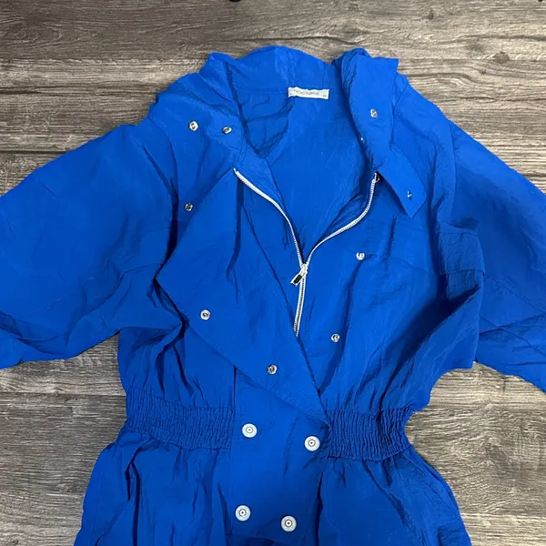 Bold Cobalt Utility Jumpsuit with Button Front Blue Size 42 - Image 4