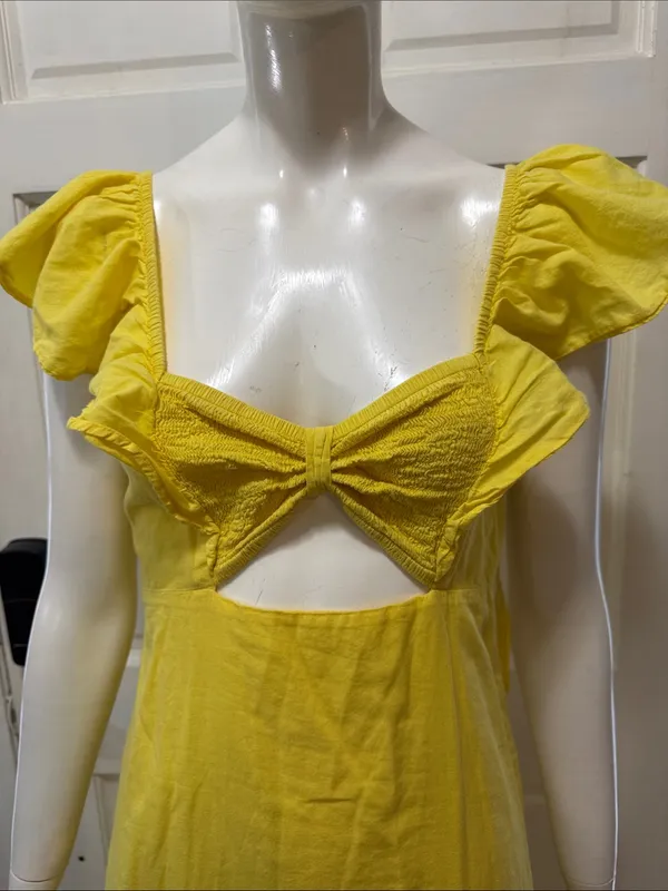 Farm Rio x Anthropologie Yellow Cotton Keyhole Midi Dress Size Small $198 - Image 5