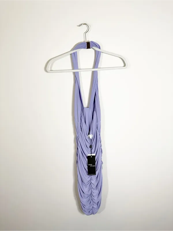 NWT Club L London Lilac Halter Neck Ruched Mini Dress Purple Size 8 - Image 4