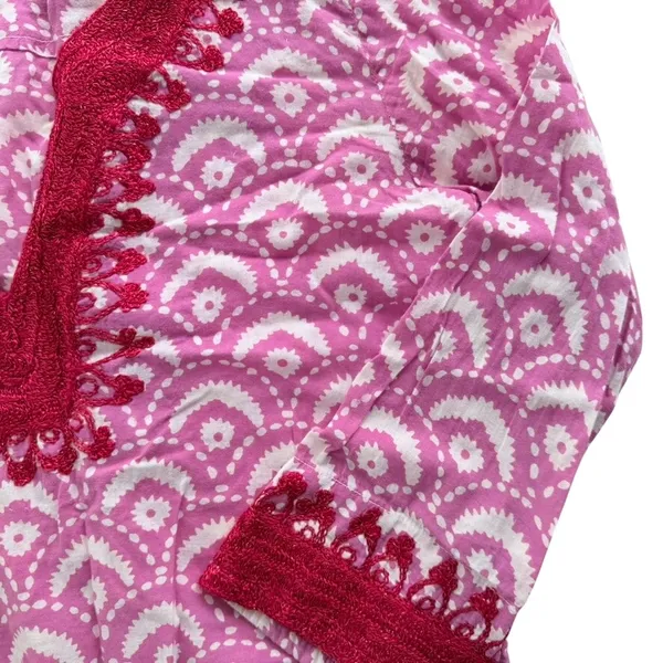 Roller Rabbit Roberta Tunic Cotton Pink Small Embroidered Cover-Up Beach Pajama - Image 3