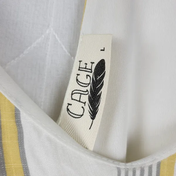 Cage Womens Slip Dress L Yellow Striped Babydoll Racerback Spaghetti Strap Mini - Image 3