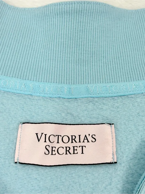 Victoria's Secret Cropped Light Blue Half-Zip Pullover Sweatshirt Size XS - Image 6