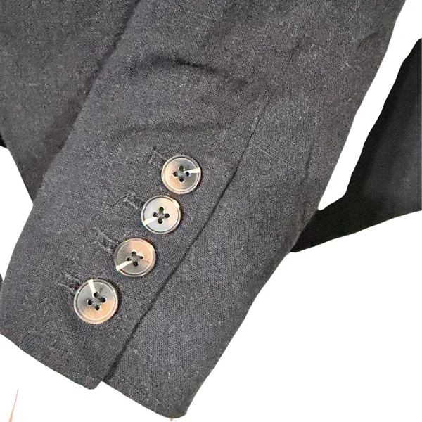 Wonderly Relaxed Blazer True Black Linen Blend Single Button Jacket Womens Small - Image 4