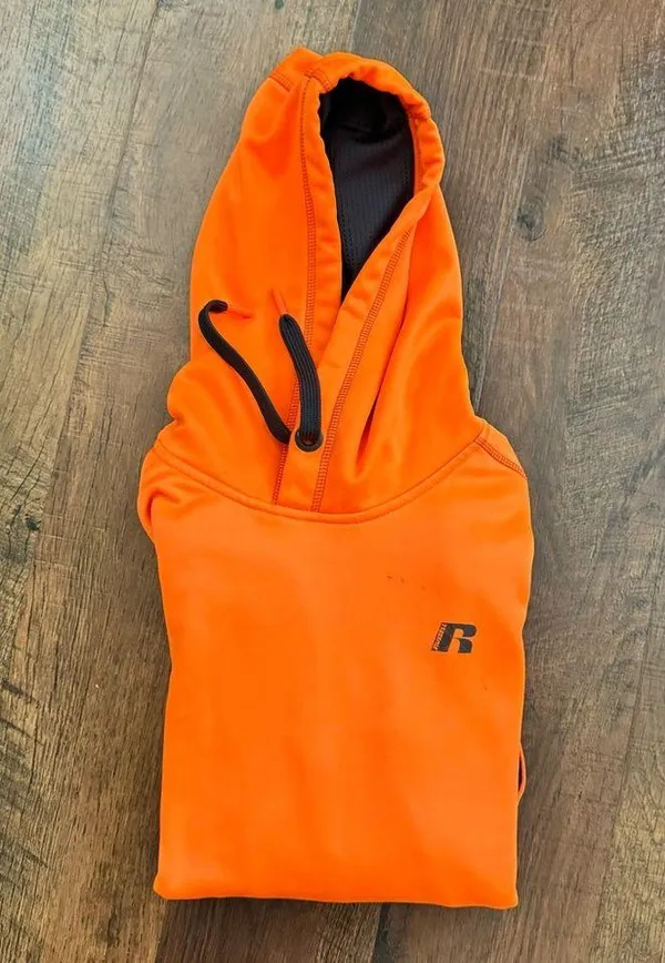 RUSSEL ATHLETIC blaze orange hoodie, size M - Image 3