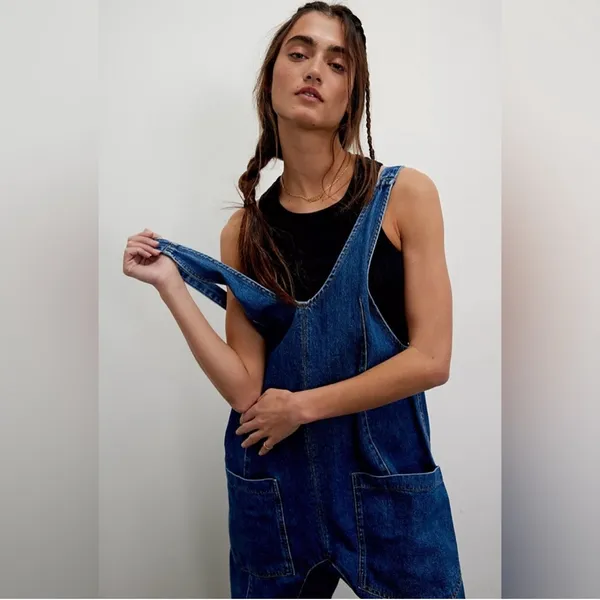 We The Free Women's Blue Denim Overalls - Image 2
