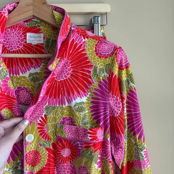 Bed Head PJs + Trina Turk pink yellow floral pajama set women's S organic cotton - Image 4