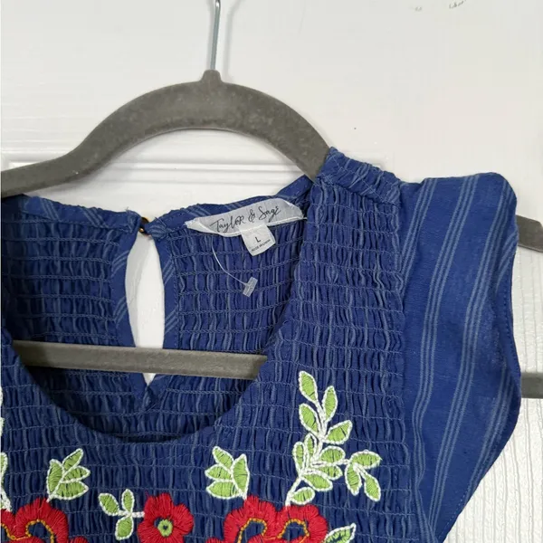 Tanya Taylor And Sage Blue Floral Embroidered Ruffle Sleeveless Maxi Dress Summer - Image 4