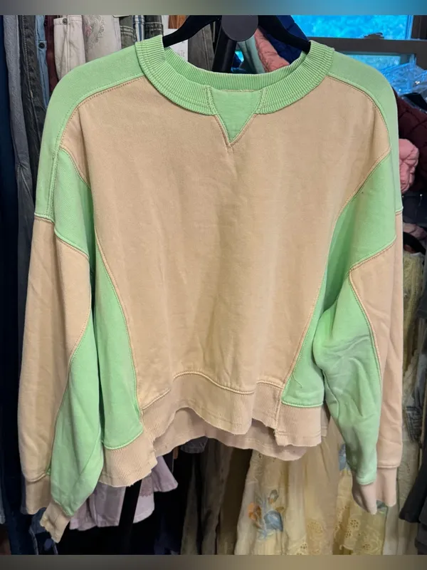 NWOT Free People FP Movement Intercept Color Block Pullover - Sesame Limezest- L - Image 7
