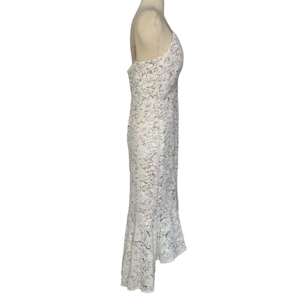 NIGHTWAY Mermaid High-Low Flounce Hem Lace Wedding Dress Ivory Sequin Sz 10 NWT - Image 8