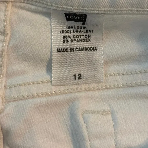 Vintage Levis 515 Cuffed Denim Jean Shorts Size 12 White Mid Rise Bermuda 10.5” - Image 4