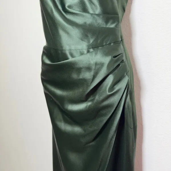 Anthropologie BHLDN Women Scottie One-Shoulder Maxi Dress Small Satin Green - Image 8