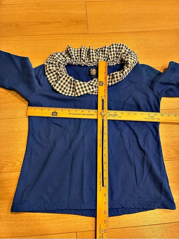 Elizabeth Wilson Women’s Blue Gingham Ruffle 3/4 Sleeve Top Size M - Image 3
