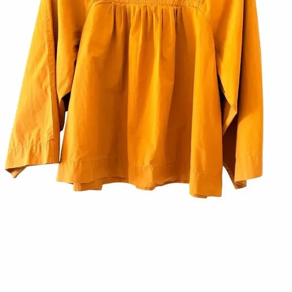 Madewell Blouse Square Neck Mustard Flared Sleeves Boho SZ L #2637 - Image 5