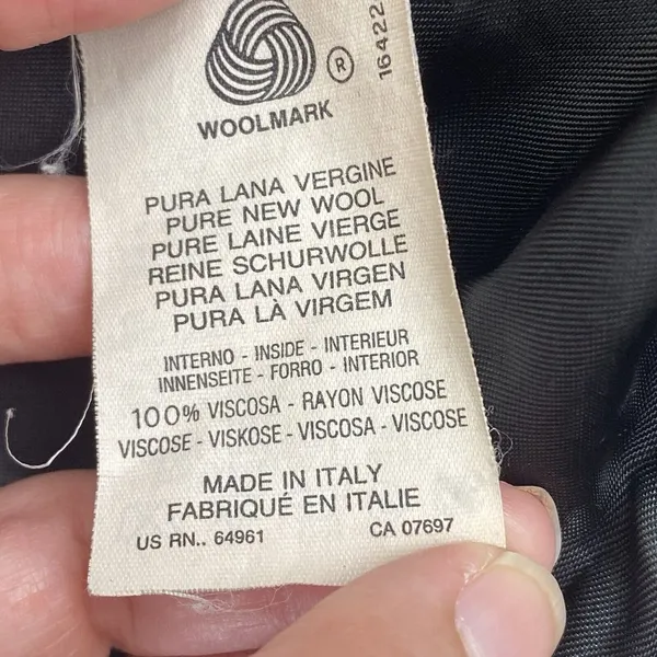 Made in Italy Of Benetton Coat womens 40 Pure wool Button Front‎ Jacket Vtg flaw - Image 7