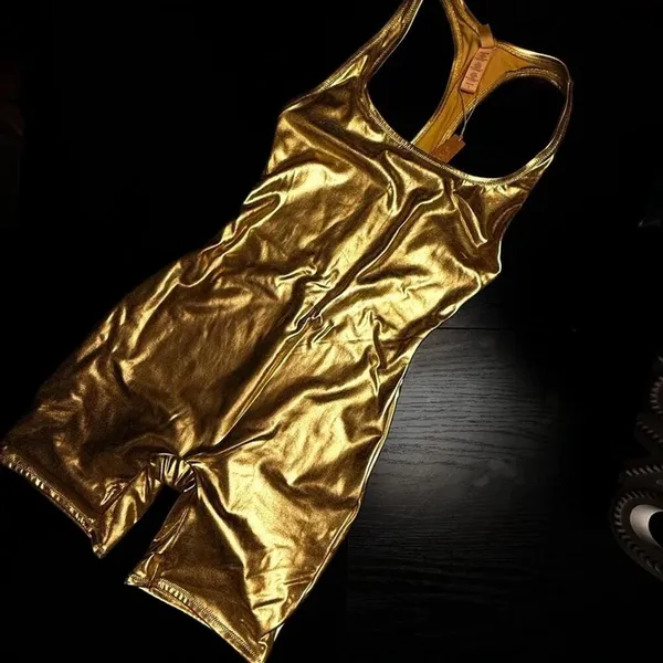 SKIMS Metallic Gold Cycle Suit Bodysuit Unitard Rare NWT Size S - Image 3