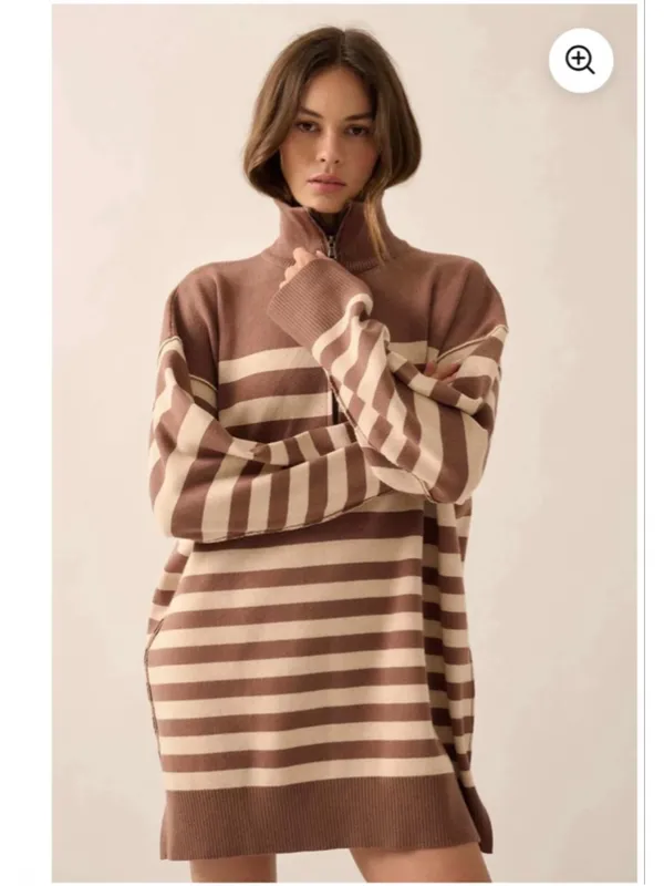 Prómesa New Half Zip Striped Mini Dress - Image 5