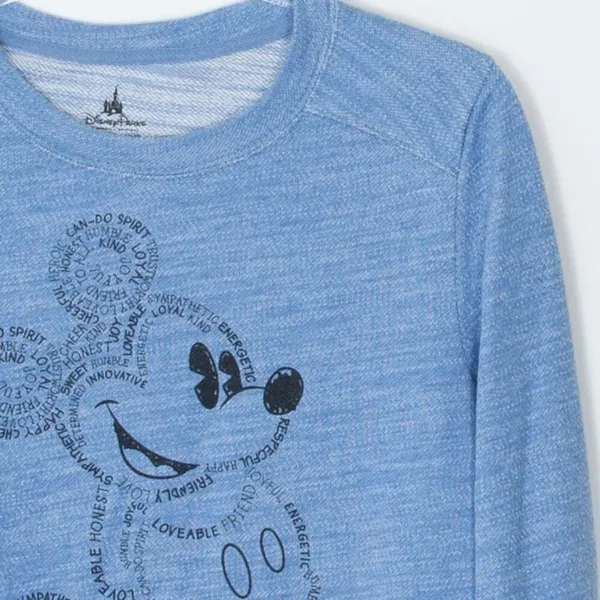 Disney Parks Mickey Mouse‎ Heathered Blue Crewneck Sweatshirt Womens Size Small - Image 2