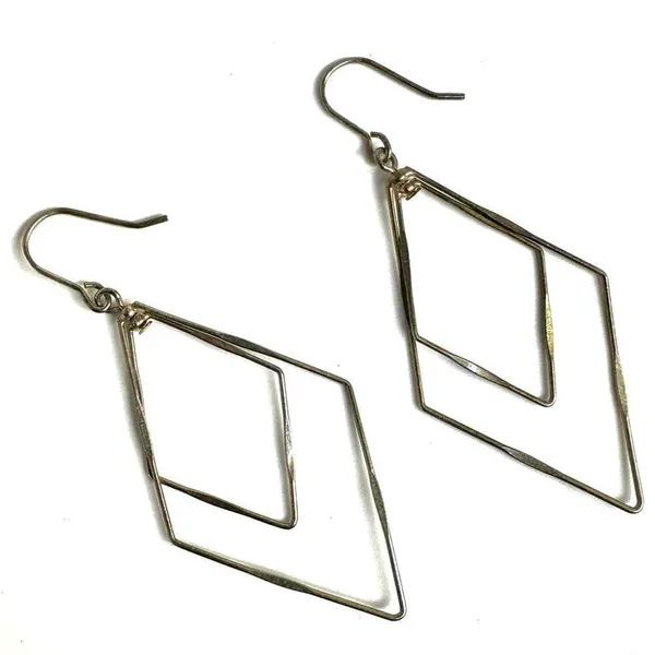 Silver tone geometric drop earrings - Image 6