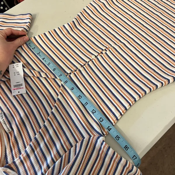 Abercrombie & Fitch Stretch Striped Button Detail Short Sleeve Dress Size XS NEW - Image 8