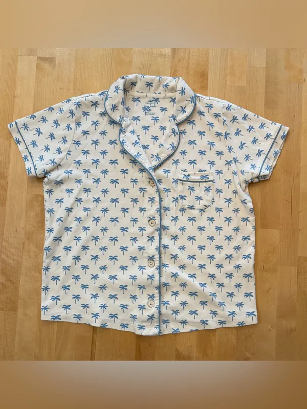 Rare Roller Rabbit x Faherty Palms Polo Pajama Set - Blue/Cream - Image 2