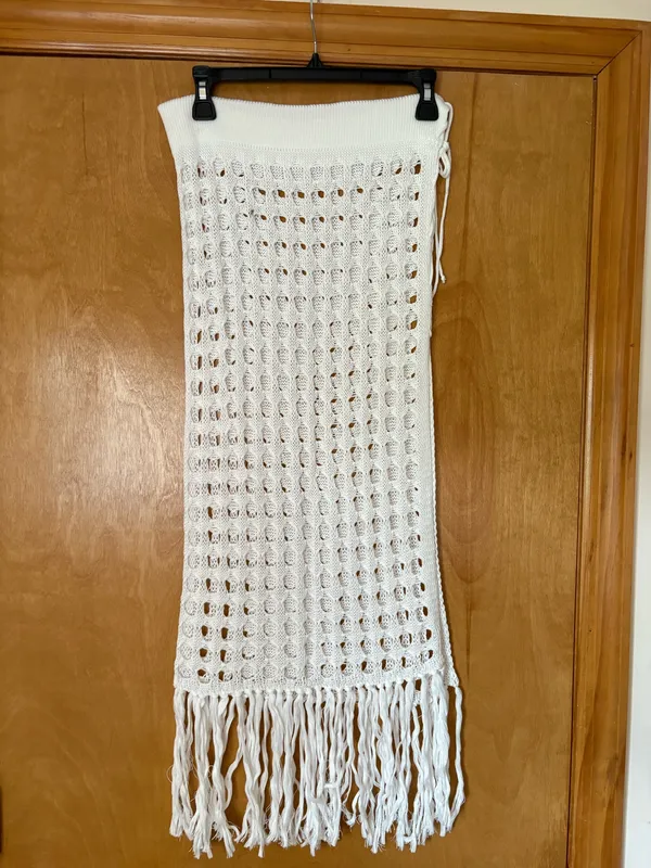 Amazon Women Sexy Hollow Out Mesh Tassle Skirts Beach Cover Up Summer Fish Net S - Image 5