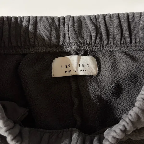 Les Tien Drawstring Waist Classic Heavy Sweatpants Vintage Black Gray Size Small - Image 14