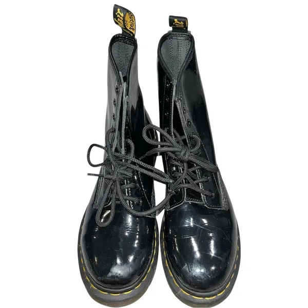 Dr. Martens Black Patent Leather Moto Combat Boots size 9 style 11821 - Image 2