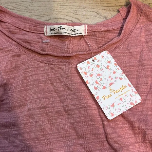 Nwt Free People‎ Xs Natasha Puffed Shoulder Ruched Long Sleeve Top In Blush - Image 2