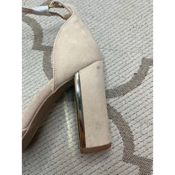 Lulus Laura Light Nude Suede Ankle Strap Heels, size 8, NWOT - Image 13
