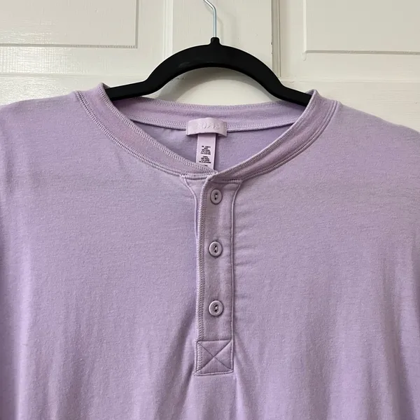 SKIMS Boyfriend Henley Top Small Lilac Purple Long Sleeve Oversized - Image 2