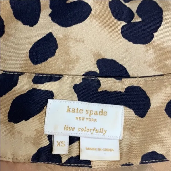 Kate spade silk leopard celesta print bow tank‎ top sz XS - Image 4