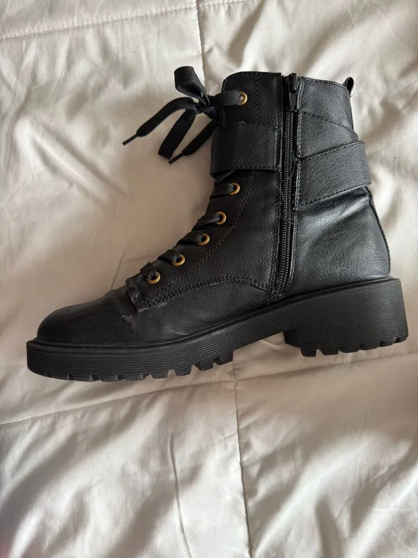 Guess Jeweled Logo Combat Boots Black - Image 5