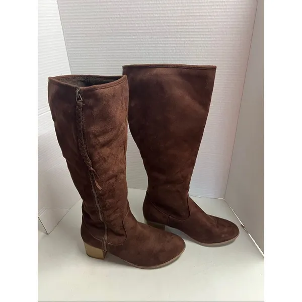 JG Womens Brown Zippered Braided Tassel Boots Size 8.5 Lined SEE DESCRIPTION - Image 7