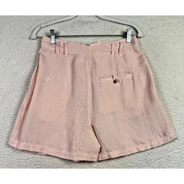 FREE PEOPLE Calla Linen High Waist‎ Bermuda Shorts Sz 2 Pink NEW Coastal Grandma - Image 2