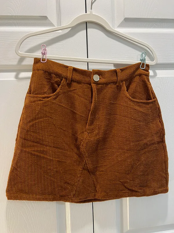 Brown Corduroy Mini Skirt - Image 2
