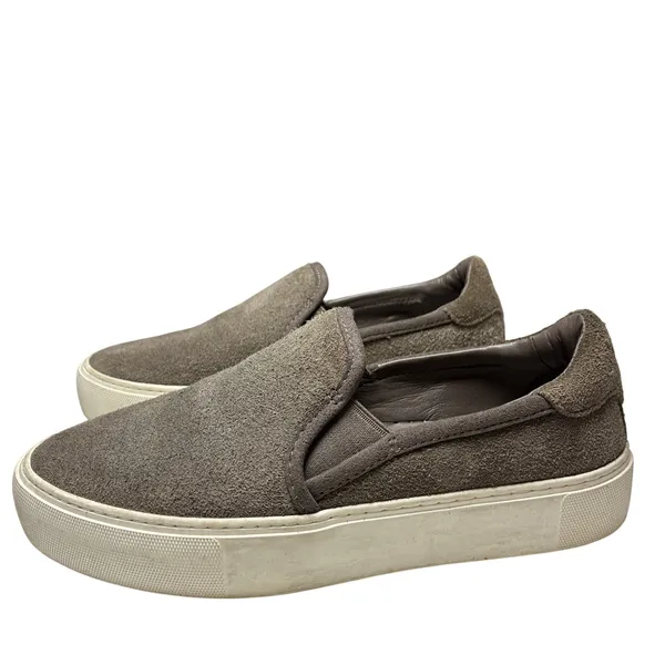 UGG Jass Suede Slip On Platform Sneakers Taupe Gray Casual Shoes Womens 6 - Image 4