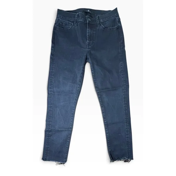 7 For All Mankind Roxanne Ankle Jeans Dark Charcoal Raw Hem Womens 28 - Image 4