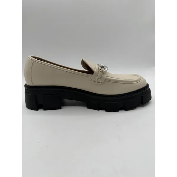 No Boundaries Lug Sole Chain Loafers Women's 11 Beige Chunky Preppy Office Wear - Image 5