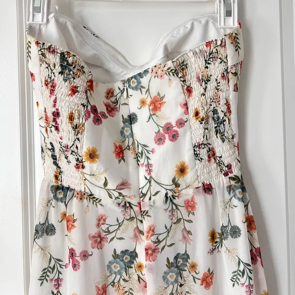 Amanda Uprichard Eden Strapless White Floral Gown Elegant Cocktail Party Dress M - Image 7