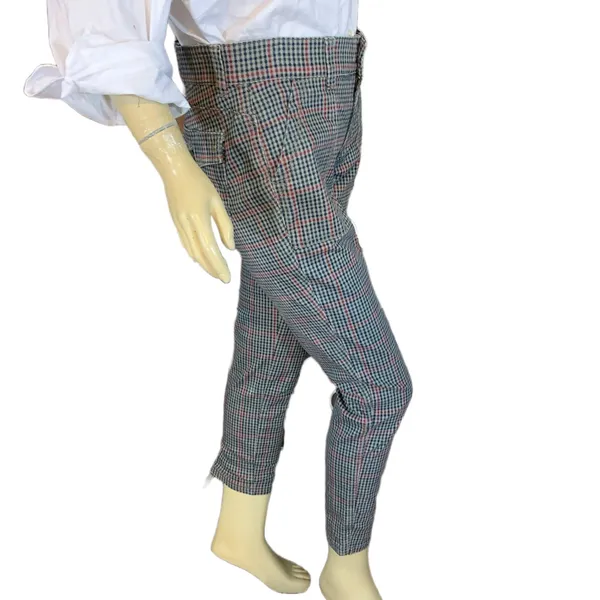 Vintage America Taupe, Red, Blue & Green Plaid Jeans (6) - Image 5