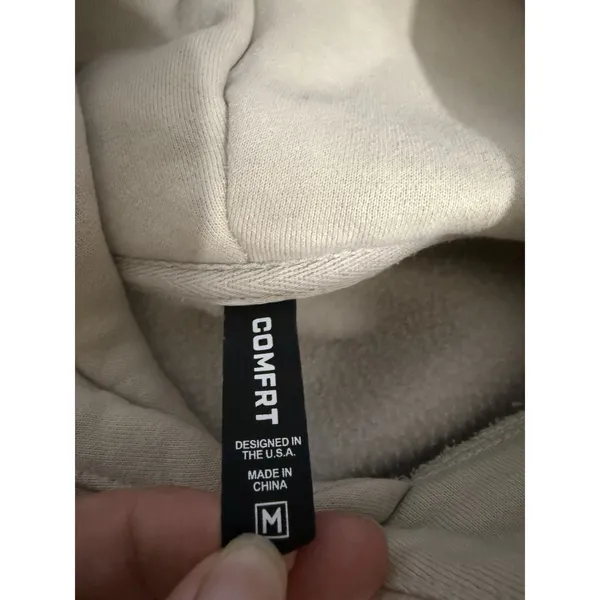Comfrt Unisex Beige Hoodie Sz M Comfortable Cozy Relax - Image 12