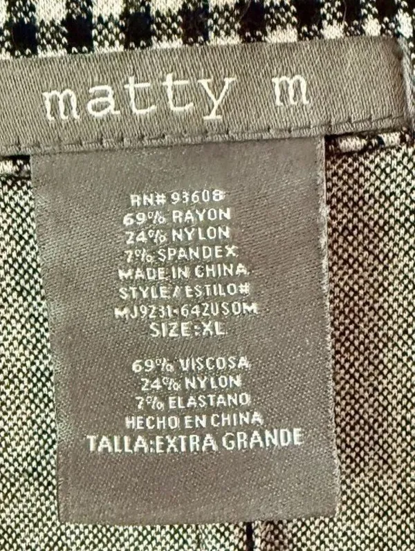 matty m Plaid Blazer Jacket Size XL Black - Image 4