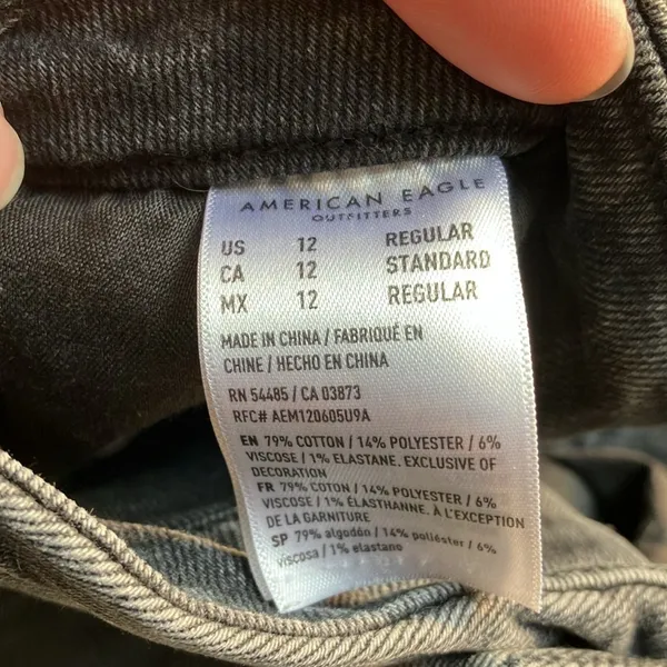 American eagle black ripped jean shorts size 12 - Image 2